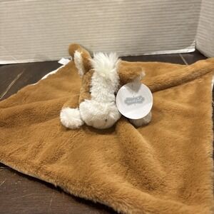 NEW Mud Pie Baby Lovey Horse Pony Plush Security Blanket Brown White 13"x14" HTF